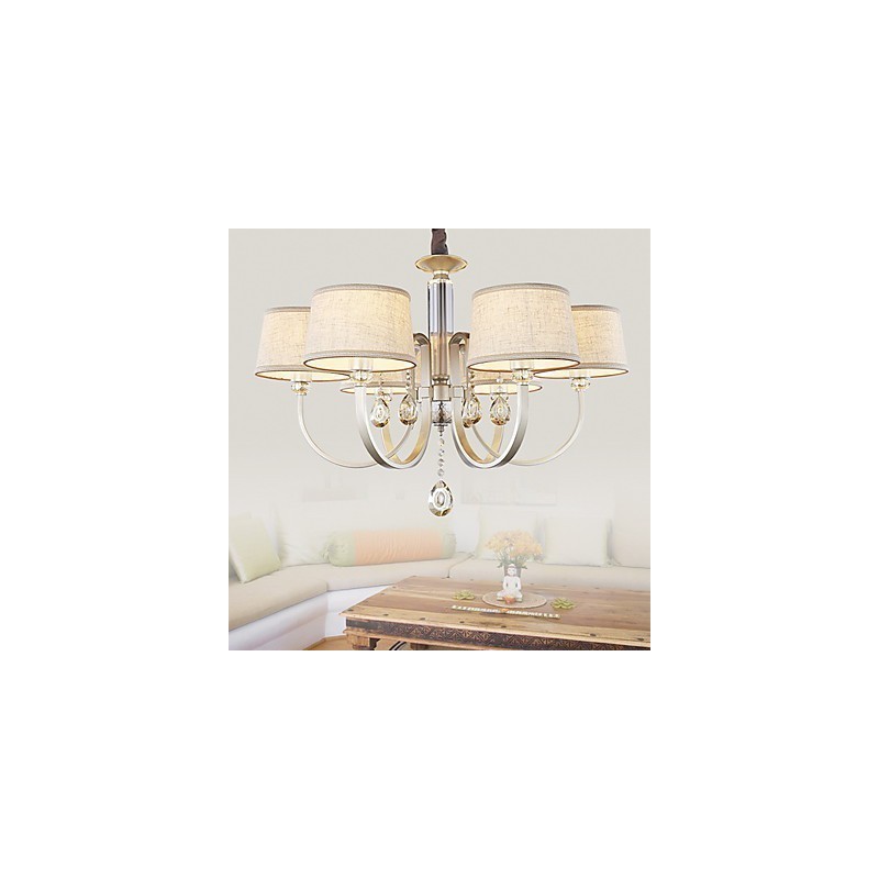 Lampadario country in metallo dipinto con cristalli, argento, 1 livello