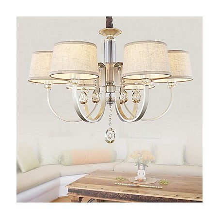 Lampadario country in metallo dipinto con cristalli, argento, 1 livello