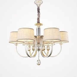 Lampadario country in metallo dipinto con cristalli, argento, 1 livello