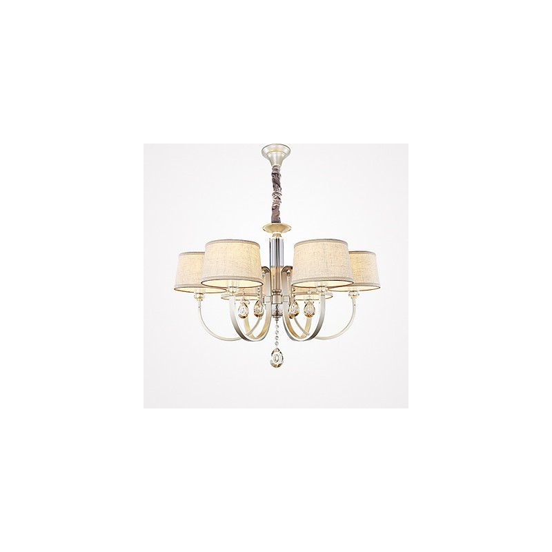 Lampadario country in metallo dipinto con cristalli, argento, 1 livello