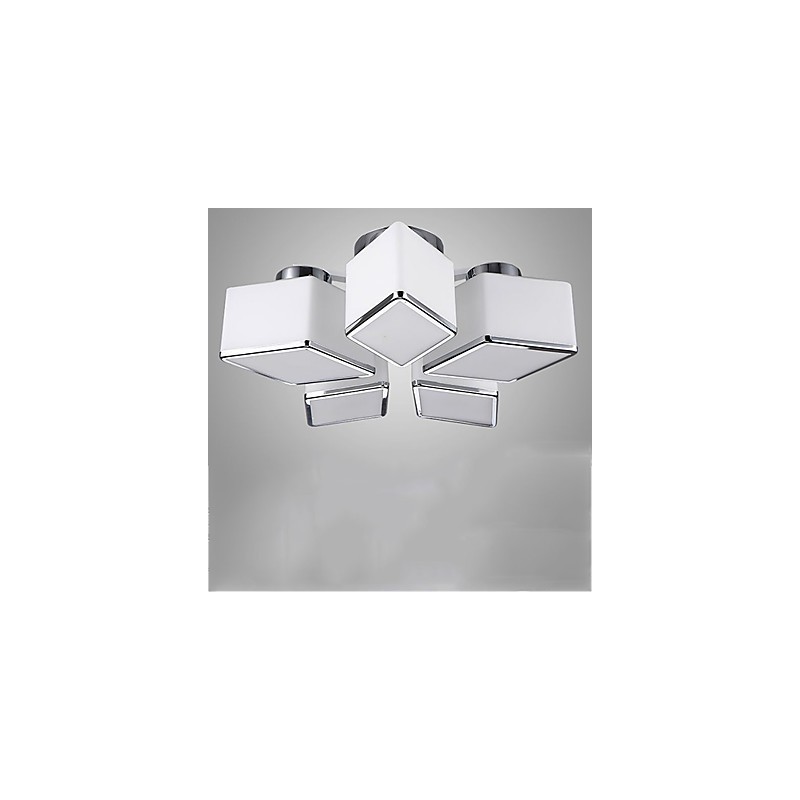 Plafoniera a filo moderna contemporanea in vetro bianco, 5 lampadine E26/E27