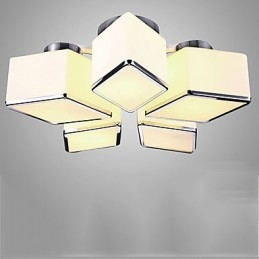 Plafoniera a filo moderna contemporanea in vetro bianco, 5 lampadine E26/E27