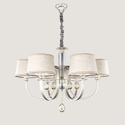 Lampadario country in metallo dipinto con cristalli, argento, 1 livello