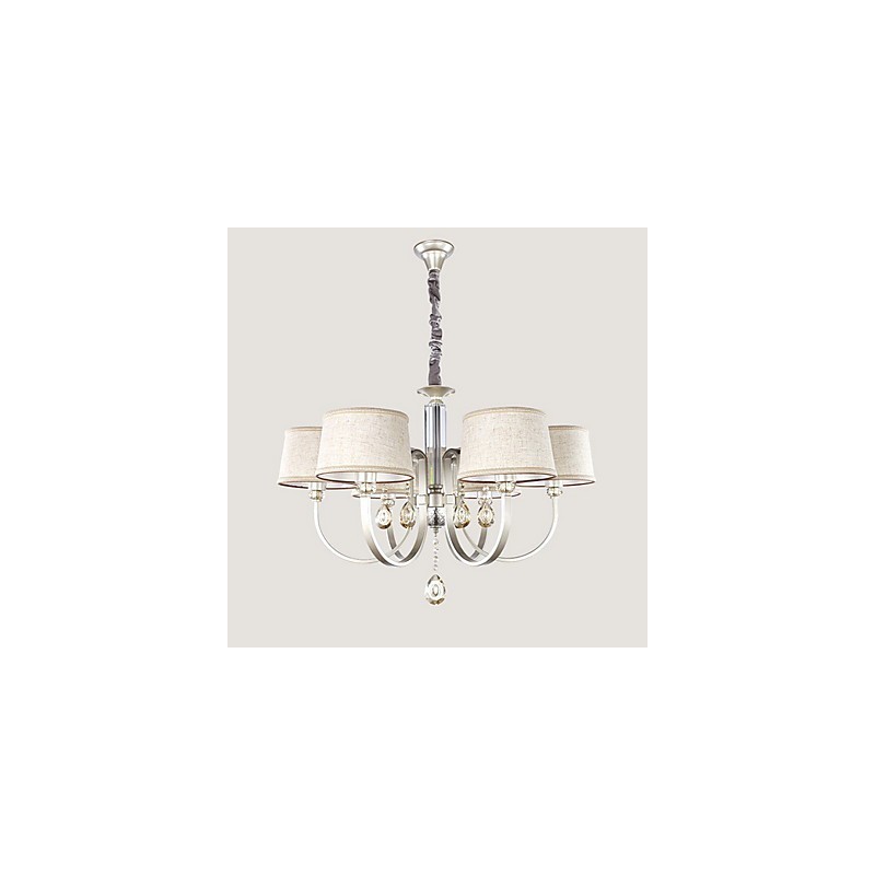 Lampadario country in metallo dipinto con cristalli, argento, 1 livello
