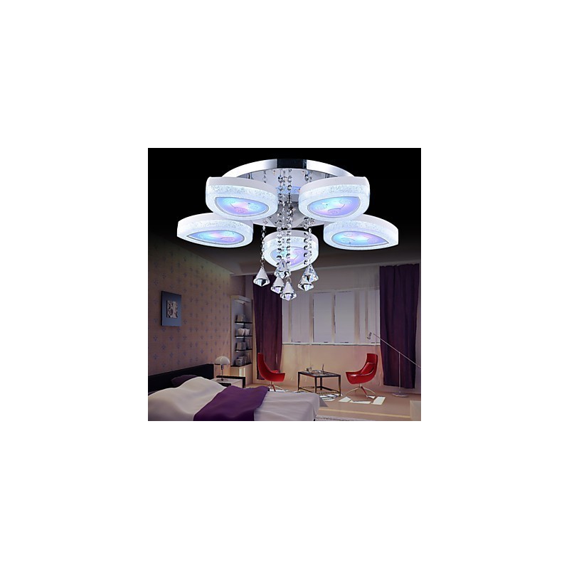 Plafoniera a filo moderna contemporanea in metallo bianco con LED integrato, 5 luci