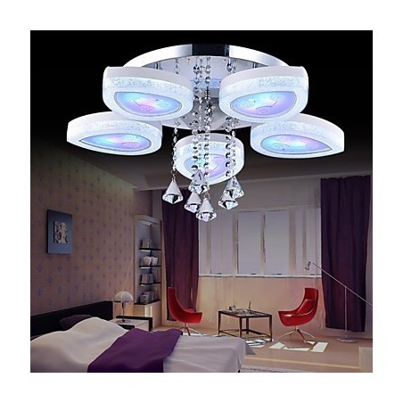 Plafoniera a filo moderna contemporanea in metallo bianco con LED integrato, 5 luci