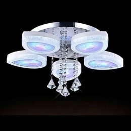Plafoniera a filo moderna contemporanea in metallo bianco con LED integrato, 5 luci