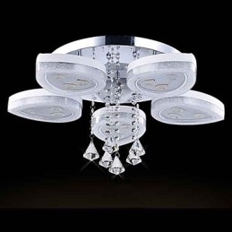 Plafoniera a filo moderna contemporanea in metallo bianco con LED integrato, 5 luci
