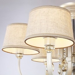 Lampadario country in metallo dipinto con cristalli, argento, 1 livello