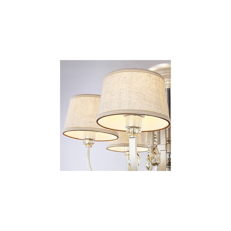 Lampadario country in metallo dipinto con cristalli, argento, 1 livello