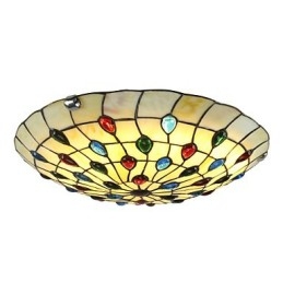 Lampada da soffitto a montaggio a filo stile mediterraneo 50 cm in vetro e cristallo multicolore