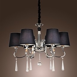Lampadario contemporaneo classico rustico in metallo cromato con cristalli, 1 livello