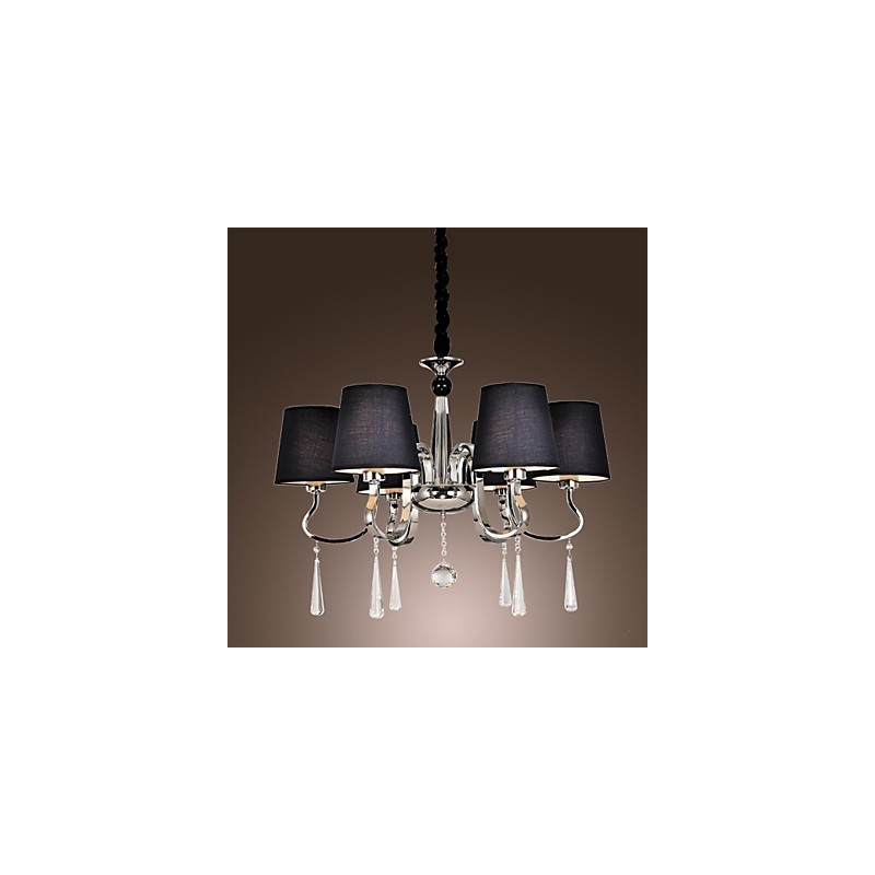 Lampadario contemporaneo classico rustico in metallo cromato con cristalli, 1 livello