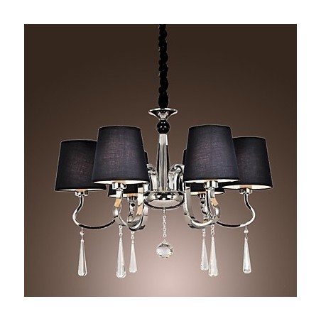 Lampadario contemporaneo classico rustico in metallo cromato con cristalli, 1 livello