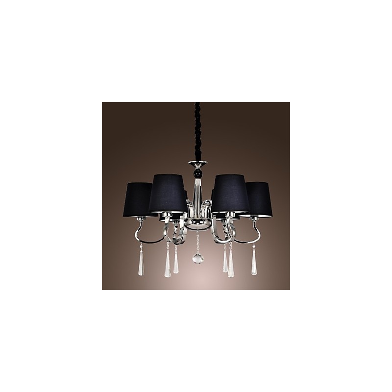 Lampadario contemporaneo classico rustico in metallo cromato con cristalli, 1 livello