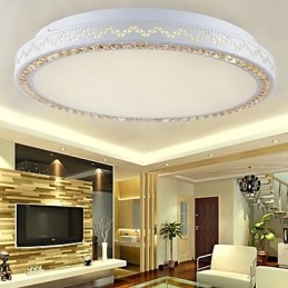 Plafoniera a filo LED con cristalli, metallo bianco, 90~265V, 65 cm