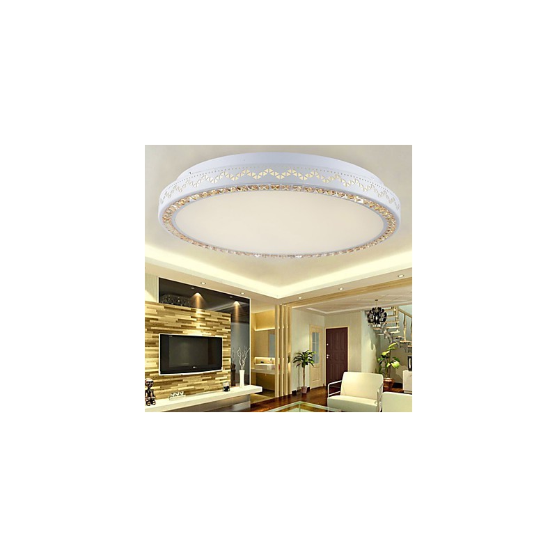 Plafoniera a filo LED con cristalli, metallo bianco, 90~265V, 65 cm