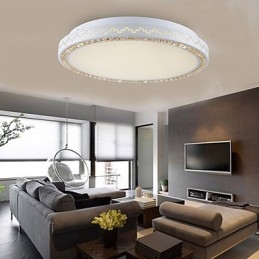 Plafoniera a filo LED con cristalli, metallo bianco, 90~265V, 65 cm