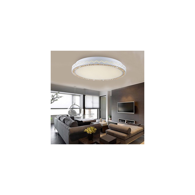 Plafoniera a filo LED con cristalli, metallo bianco, 90~265V, 65 cm