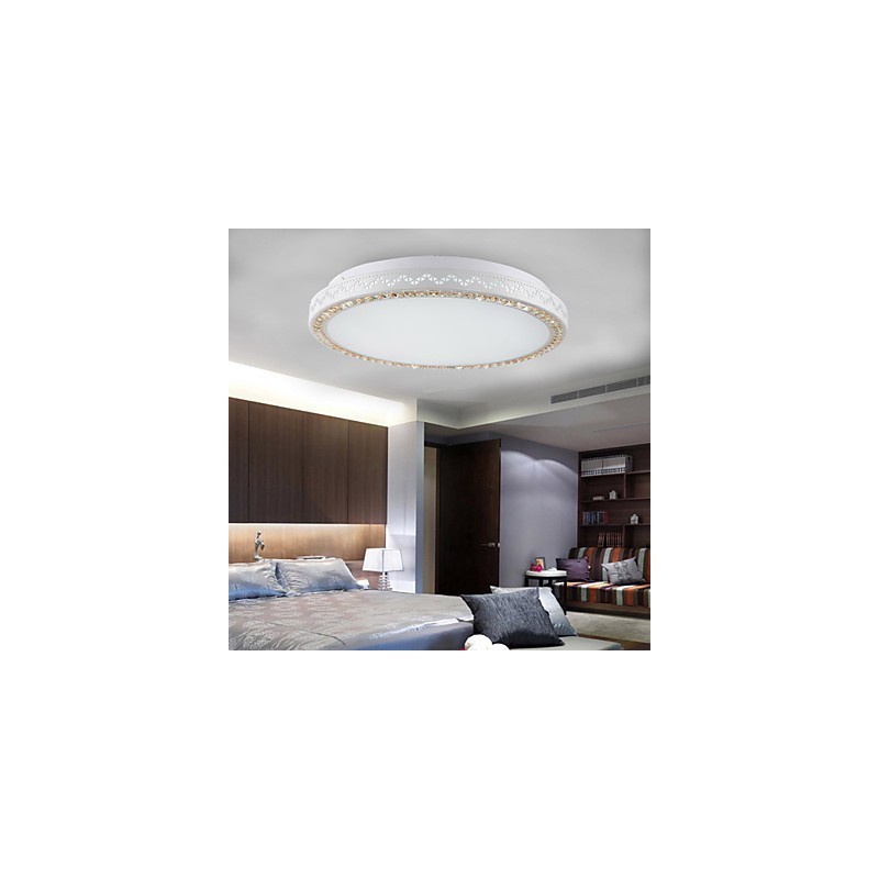 Plafoniera a filo LED con cristalli, metallo bianco, 90~265V, 65 cm