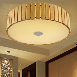 Plafoniera a filo tradizionale classica in legno e bambù, 40 cm, LED integrato