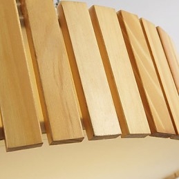 Plafoniera a filo tradizionale classica in legno e bambù, 40 cm, LED integrato