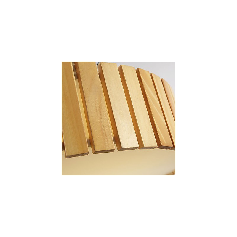 Plafoniera a filo tradizionale classica in legno e bambù, 40 cm, LED integrato