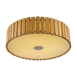 Plafoniera a filo tradizionale classica in legno e bambù, 40 cm, LED integrato