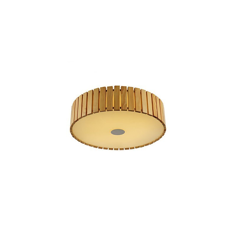 Plafoniera a filo tradizionale classica in legno e bambù, 40 cm, LED integrato