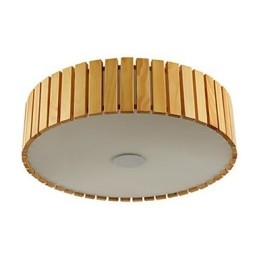 Plafoniera a filo tradizionale classica in legno e bambù, 40 cm, LED integrato
