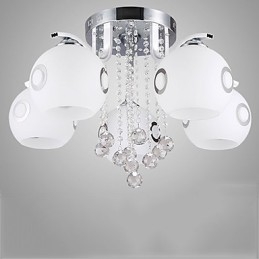 Plafoniera a filo in vetro e cristallo moderna bianca 55 cm E26/E27