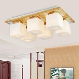 Plafoniera a filo in rovere a 6 luci con vetro 220–240 V