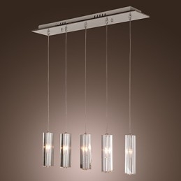 Lampada a sospensione in cristallo cromato con 6 lampadine G4, 65 cm