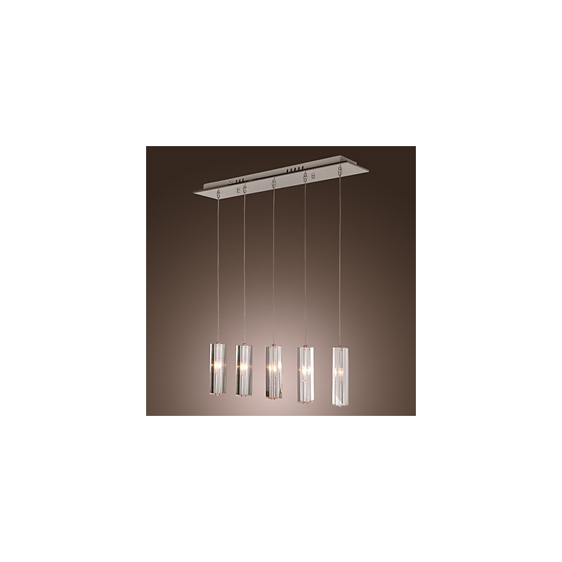 Lampada a sospensione in cristallo cromato con 6 lampadine G4, 65 cm