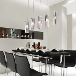 Lampada a sospensione in cristallo cromato con 6 lampadine G4, 65 cm