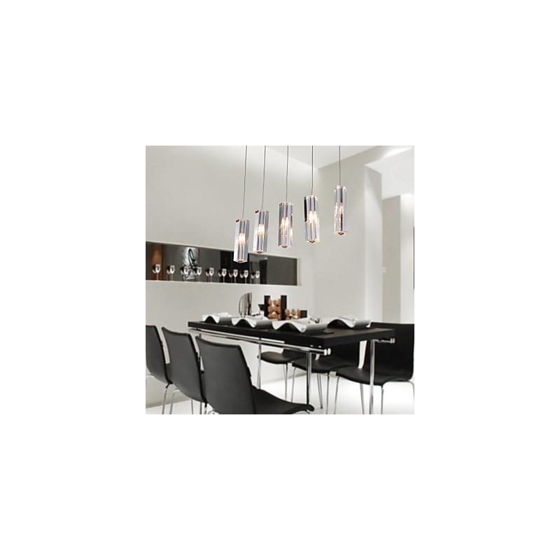 Lampada a sospensione in cristallo cromato con 6 lampadine G4, 65 cm