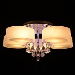 Plafoniera a filo moderna contemporanea con cristalli, argento, 1 lampadina E26/E27