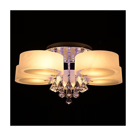 Plafoniera a filo moderna contemporanea con cristalli, argento, 1 lampadina E26/E27
