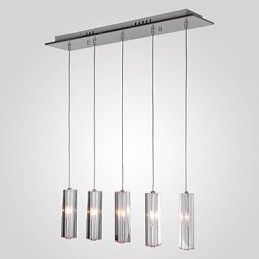 Lampada a sospensione in cristallo cromato con 6 lampadine G4, 65 cm