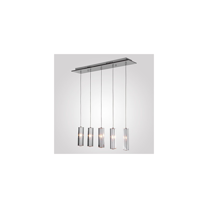 Lampada a sospensione in cristallo cromato con 6 lampadine G4, 65 cm