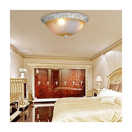 Plafoniera a filo classica europea bianca con vetro bianco e giallo chiaro, resina, 55 cm