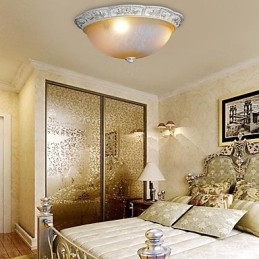Plafoniera a filo classica europea bianca con vetro bianco e giallo chiaro, resina, 55 cm