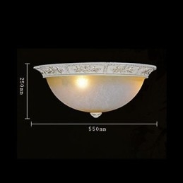 Plafoniera a filo classica europea bianca con vetro bianco e giallo chiaro, resina, 55 cm