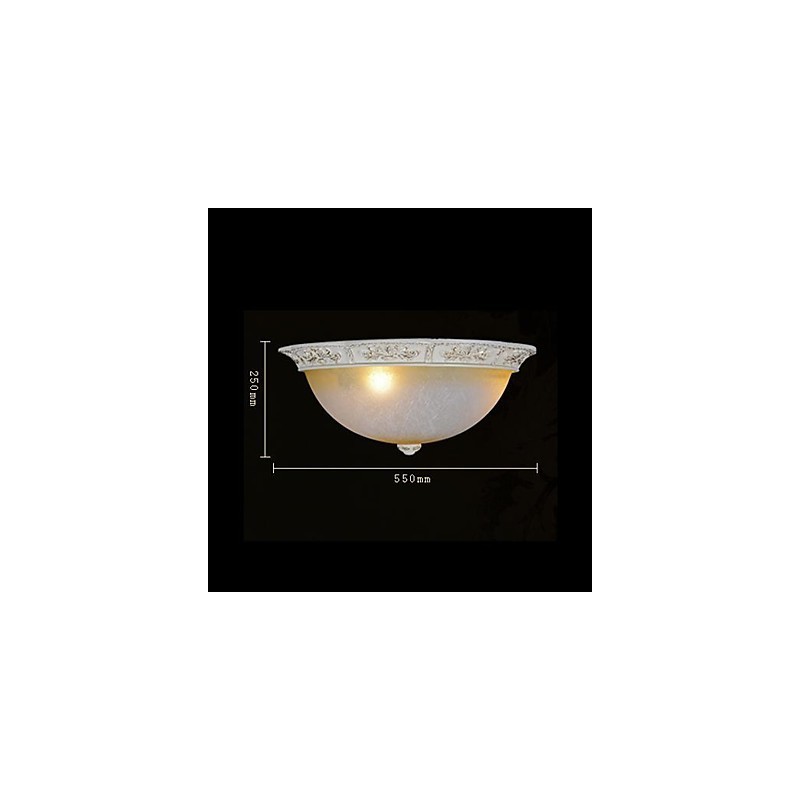 Plafoniera a filo classica europea bianca con vetro bianco e giallo chiaro, resina, 55 cm