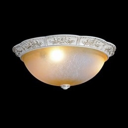 Plafoniera a filo classica europea bianca con vetro bianco e giallo chiaro, resina, 55 cm