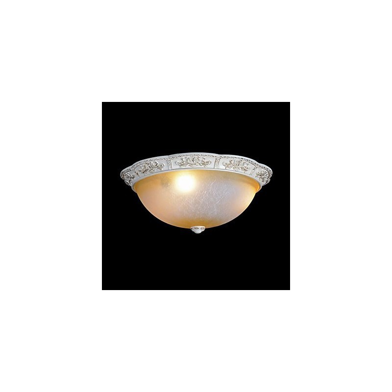 Plafoniera a filo classica europea bianca con vetro bianco e giallo chiaro, resina, 55 cm