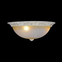 Plafoniera a filo classica europea bianca con vetro bianco e giallo chiaro, resina, 55 cm