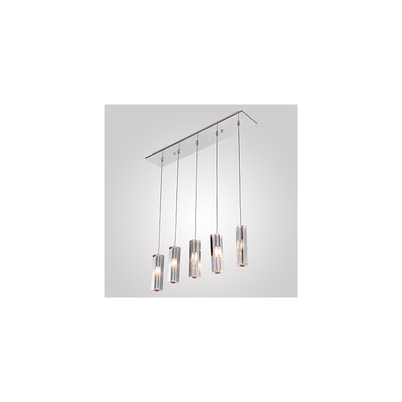 Lampada a sospensione in cristallo cromato con 6 lampadine G4, 65 cm