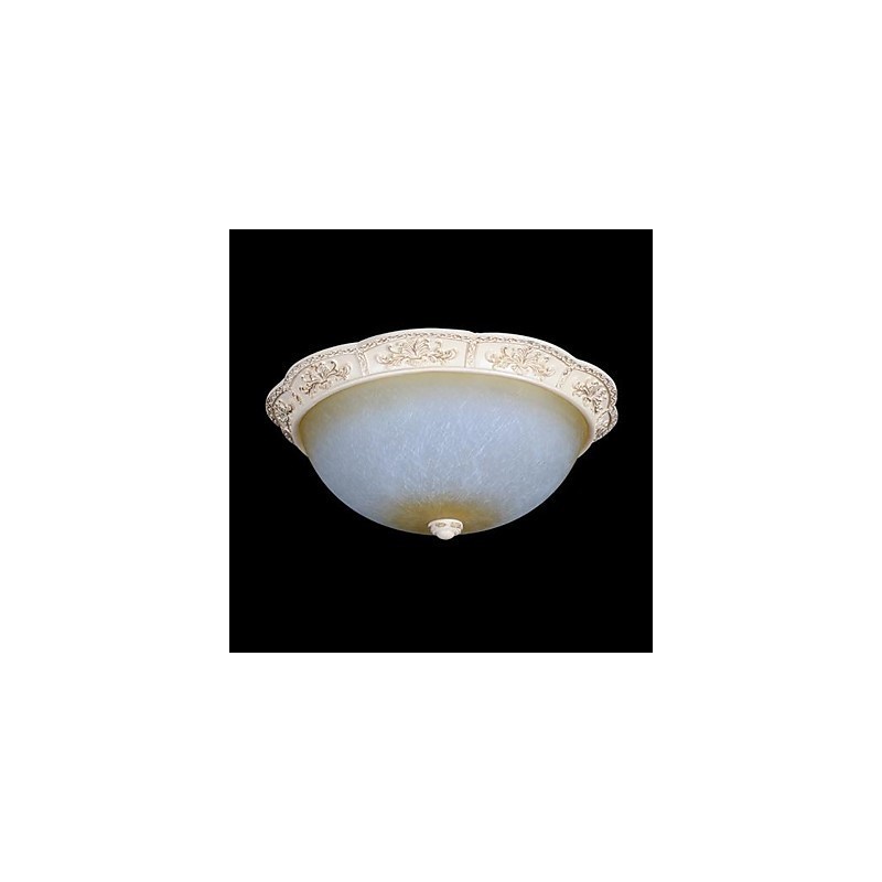 Plafoniera a filo classica europea bianca con vetro bianco e giallo chiaro, resina, 55 cm