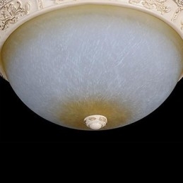 Plafoniera a filo classica europea bianca con vetro bianco e giallo chiaro, resina, 55 cm
